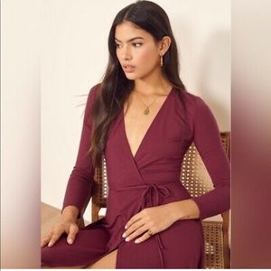 REFORMATION Maurie Wrap Dress - Maroon